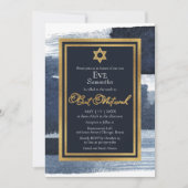 Abstract blauw verguld fotoknuppel mitswa kaart (Voorkant)