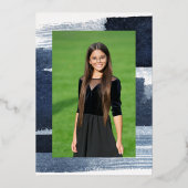 Abstract blauw verguld fotoknuppel mitswa real folie uitnodiging (Achterkant)