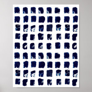 Abstract Blauw vierkant Patroon schilderen Poster