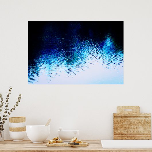 Abstract blauw water poster (Keuken)