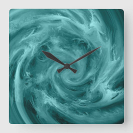 Abstract Blauw Water Wervelende Schilderkunst Vierkante Klok