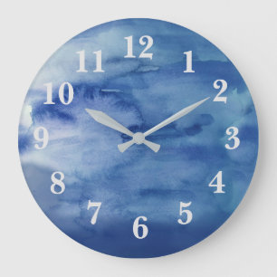 Abstract blauw waterstrand Decor Large Clock Grote Klok