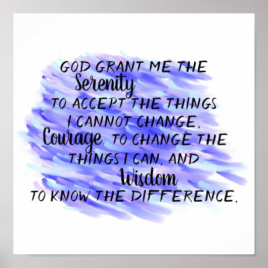 Abstract blauw waterverf ontwerp sereniteitsgebed poster (Voorkant)