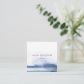 Abstract Blauw Waterverf Therapeut Visitekaartje (Staand voorkant)