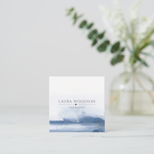 Abstract Blauw Waterverf Therapeut Visitekaartje (Staand voorkant)