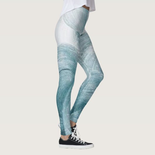 Abstract blauw wervelpatroon leggings (Rechts)
