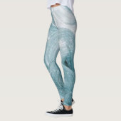 Abstract blauw wervelpatroon leggings (Links)
