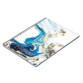Abstract blauw wit marmer monogram notitieboek (Linkerzijde)
