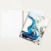 Abstract blauw wit marmer monogram planner (Display)
