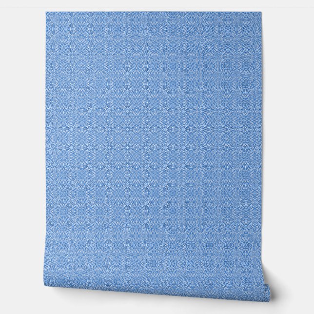 abstract blauw-wit patroon behang (Afrollen)