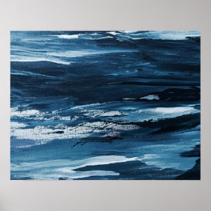 Abstract blauw wit schilderen poster