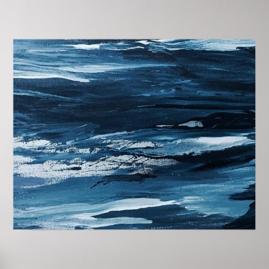 Abstract blauw wit schilderen poster (Voorkant)