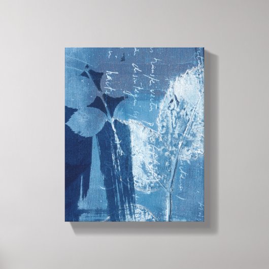 Abstract Blauw & Wit Waterverf Foliage Canvas Afdruk (Voorkant)