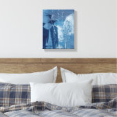 Abstract Blauw & Wit Waterverf Foliage Canvas Afdruk (Insitu (Slaapkamer))