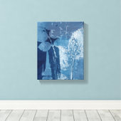 Abstract Blauw & Wit Waterverf Foliage Canvas Afdruk (Insitu (Houten vloer))