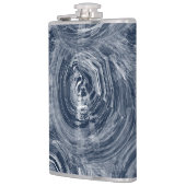 Abstract blauw-wit wervelpatroon heupfles (Links)