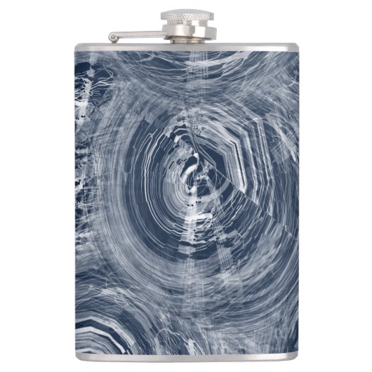 Abstract blauw-wit wervelpatroon heupfles (Voorkant)