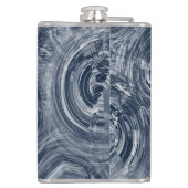 Abstract blauw-wit wervelpatroon heupfles (Achterkant)