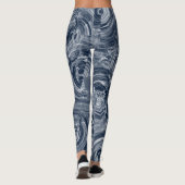 Abstract blauw-wit wervelpatroon leggings (Achterkant)