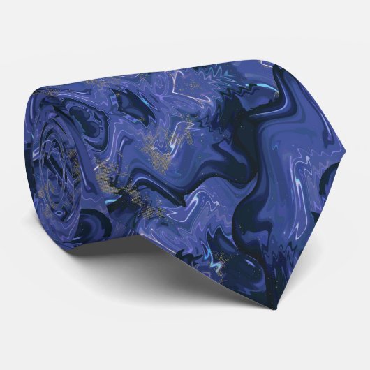 Abstract blauw-wit wervelpatroon stropdas (Opgerold)