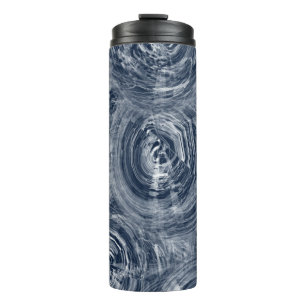 Abstract blauw-wit wervelpatroon thermosbeker
