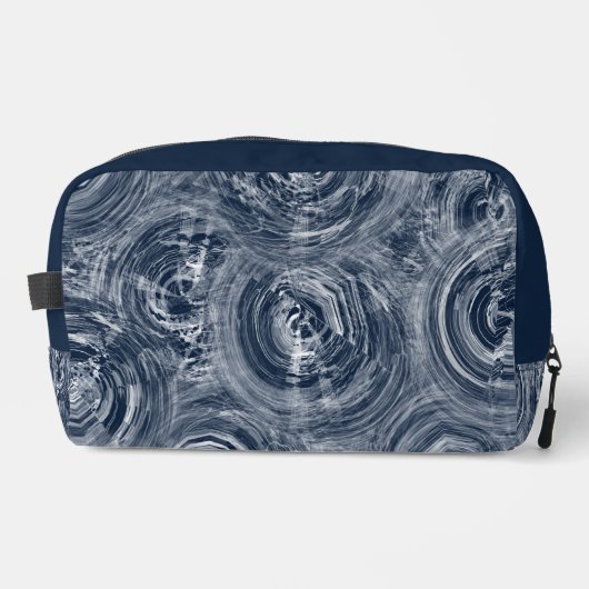 Abstract blauw-wit wervelpatroon toilettasje (Voorkant)