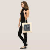 Abstract blauw-wit wervelpatroon tote bag (Voorkant (model))