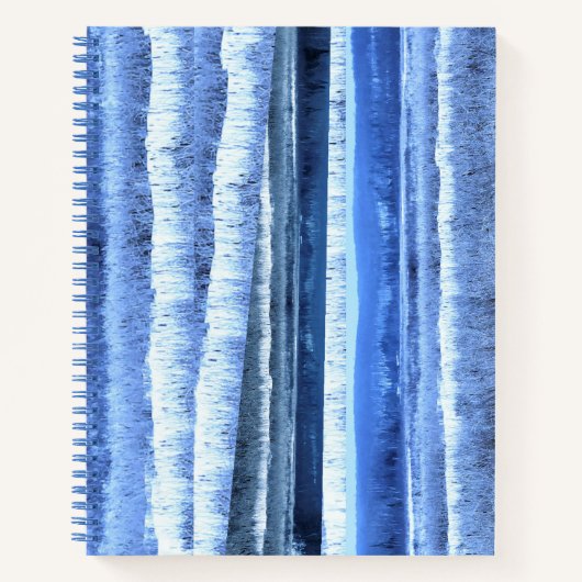 Abstract blauw wit winterbos Spiral Notitieboek (Voorkant)