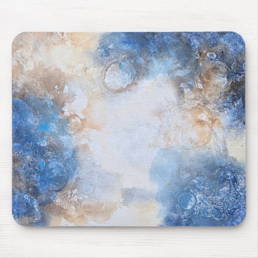 Abstract Blauw & Zand Textured Wolken Muismat (Voorkant)