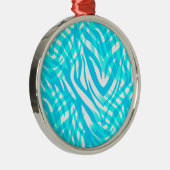 Abstract Blauw Zebra Metalen Ornament (Rechts)