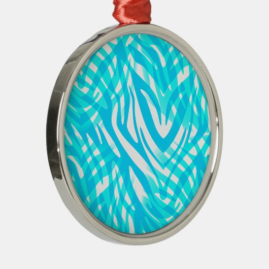 Abstract Blauw Zebra Metalen Ornament (Rechts)