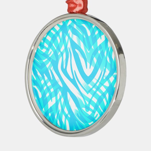 Abstract Blauw Zebra Metalen Ornament (Links)
