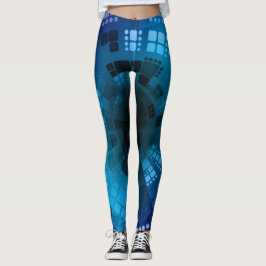 Abstract blauw Zee Gold Diamond Seashell Leggings