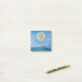 Abstract blauw Zee Golden Pearl Seashell Jewel Post-it® Notes (Op bureau)