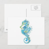 Abstract blauw zeepaard briefkaart (Voorkant / Achterkant)