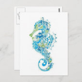 Abstract blauw zeepaard briefkaart (Voorkant / Achterkant)