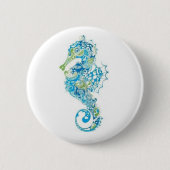 Abstract blauw zeepaard ronde button 5,7 cm (Voorkant)