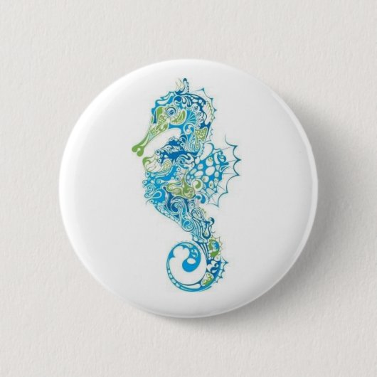 Abstract blauw zeepaard ronde button 5,7 cm (Voorkant)