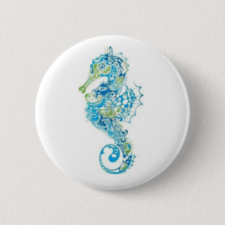 Abstract blauw zeepaard ronde button 5,7 cm