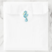 Abstract blauw zeepaard ronde sticker (Tas)