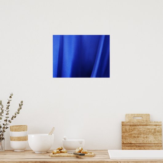 Abstract blauw zijdeweefsel poster (Keuken)