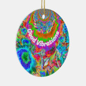 Abstract blauw zonnebloemveld | Retrofbloemen Keramisch Ornament (Rechts)