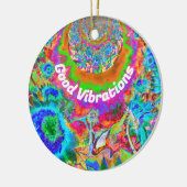 Abstract blauw zonnebloemveld | Retrofbloemen Keramisch Ornament (Links)