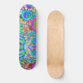Abstract blauw zonnebloemveld | Retrofbloemen Persoonlijk Skateboard (Voorkant)
