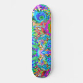 Abstract blauw zonnebloemveld | Retrofbloemen Persoonlijk Skateboard (Voorkant)