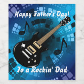 Abstract Blauw Zwart Gitaar Vaders Dag Rockin' Pa Wijn Etiket (Enkel label)