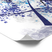 Abstract Blauw Zwart Kwasten Spetters Muurkunst Poster (Hoek)