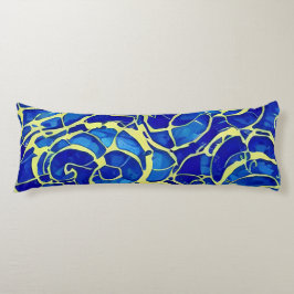 Abstract, blauw, zwart-wit patroon lichaamskussen