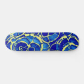 Abstract, blauw, zwart-wit patroon persoonlijk skateboard (Horizontaal)
