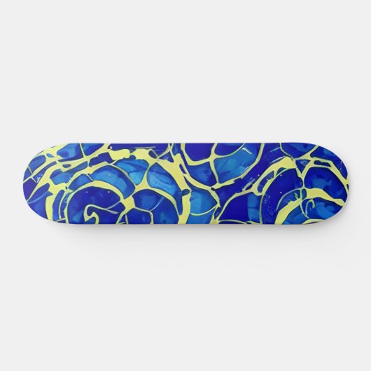 Abstract, blauw, zwart-wit patroon persoonlijk skateboard (Horizontaal)